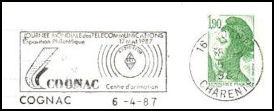 FRANCIA - FRANQUEO MECANICO R.E.F. Exp. Filatelica COGNAC - 1987