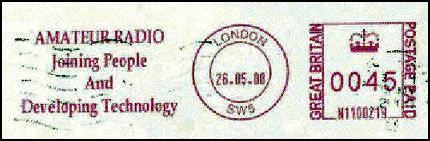 Matasellos mecanico INGLATERRA - Slogan Amateur Radio