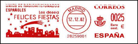 ESPA�A - FRANQUEO MECANICO U.R.E - Navidad 2002