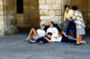 Descansando en la Plaza del Obradoiro
